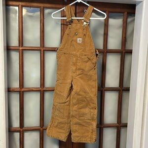 Kids Carhartt Quilt Lined Double Knee Bib Overalls Size 7